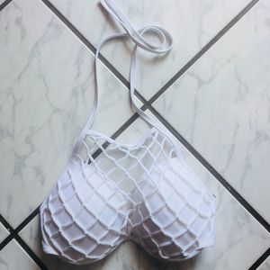 😎NWOT SHADE & SHORE, WHITE BIKINI TOP, 34DD